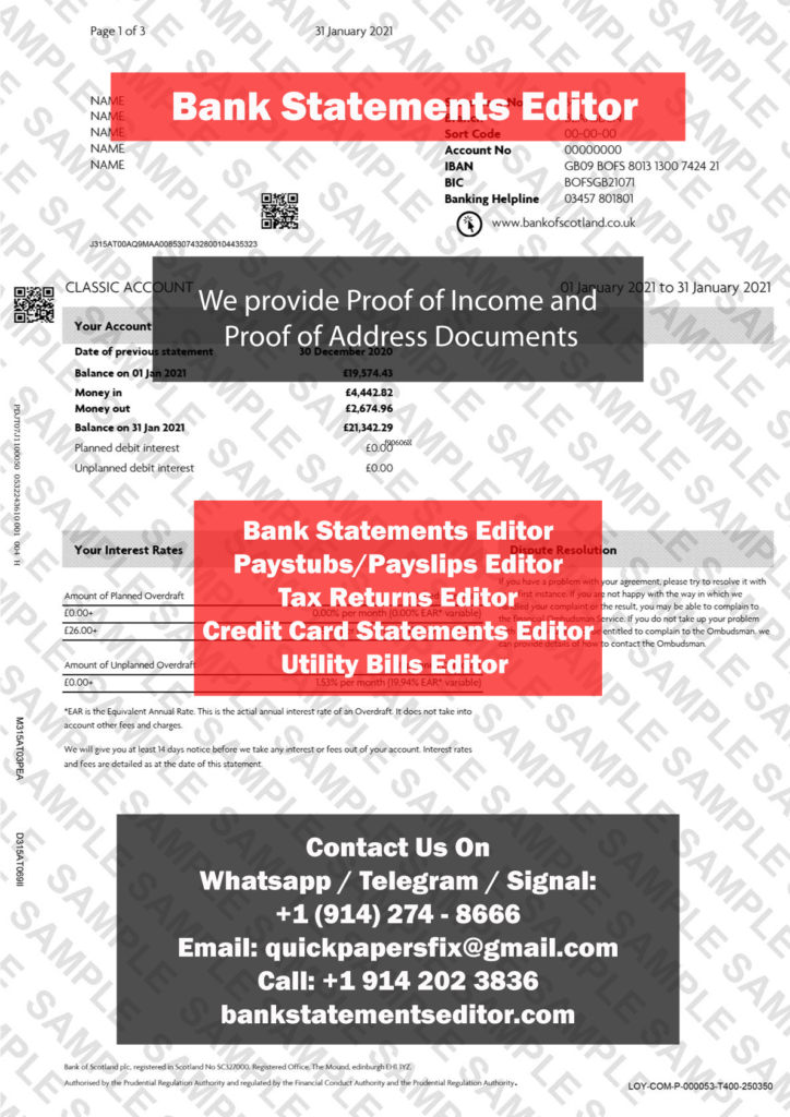 Bank of Scoltand Statements Editor